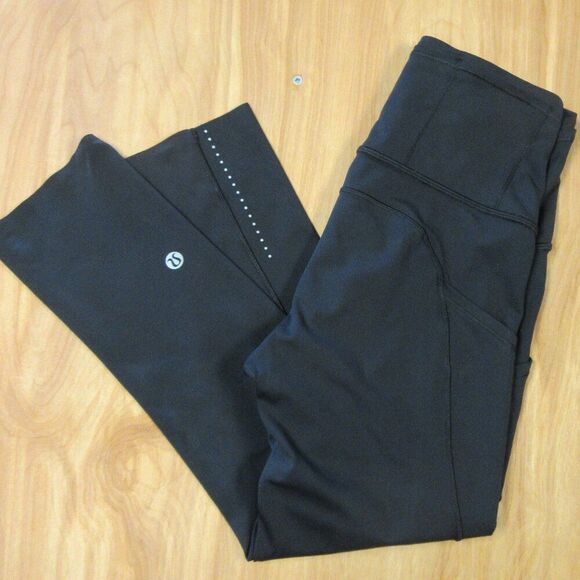 LULULEMON Fast Free Crop II Nulux 19" Womens Sz 2 Black Leggings Yoga Running - Picture 15 of 16